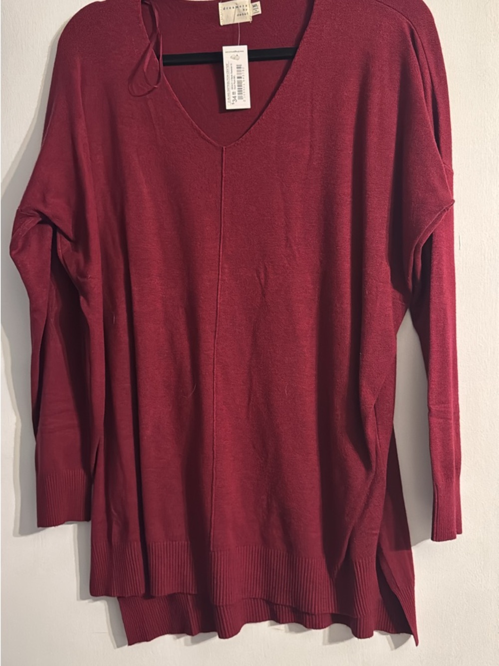 Dreamers Women's V-Neck Sweater in Burgundy